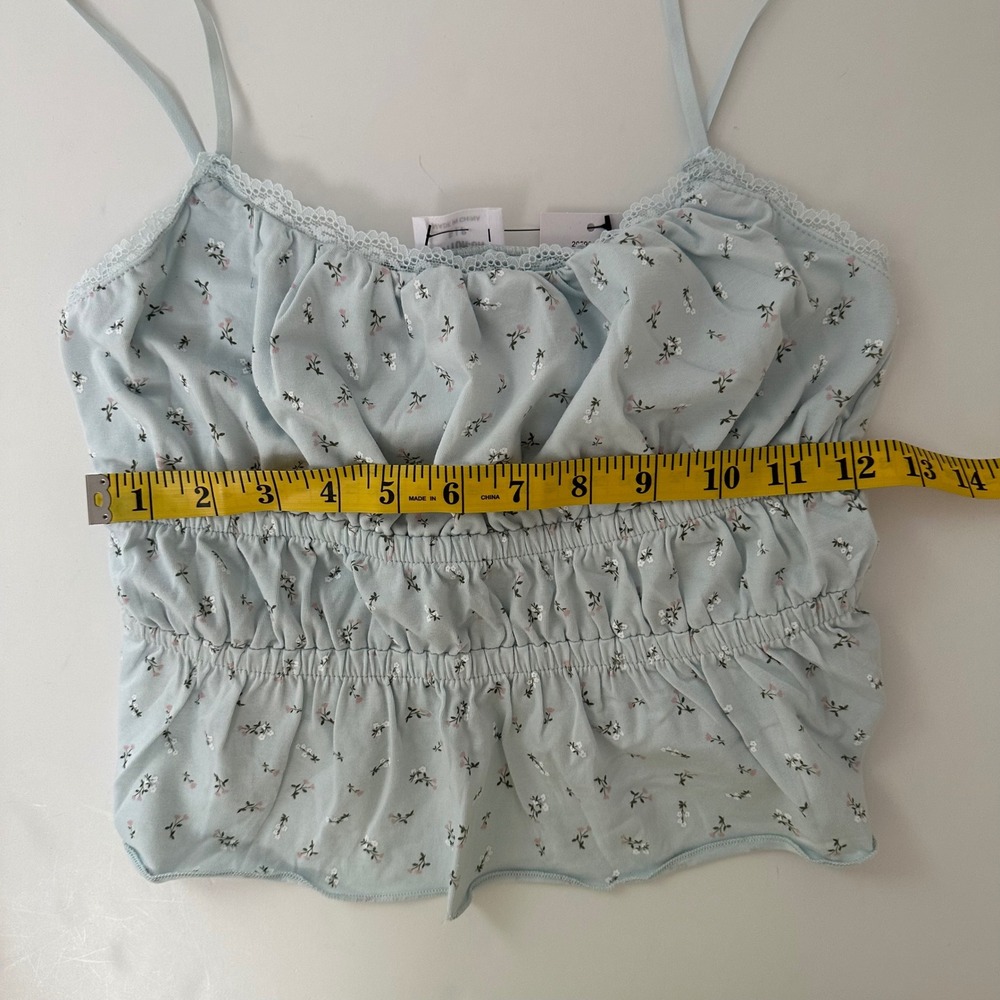 Cotton‎ On Blue Floral Lace Camisole Crop Tank Top Womens Size SP - Picture 4 of 9